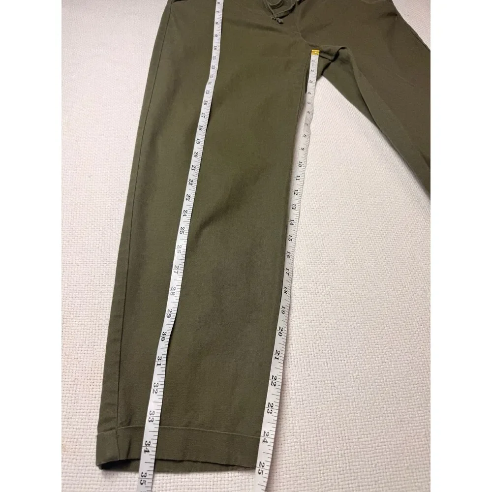 J.Crew Olive Linen Blend Drawstring Pull-On Pants Women's Size 4 lagenlook comfy